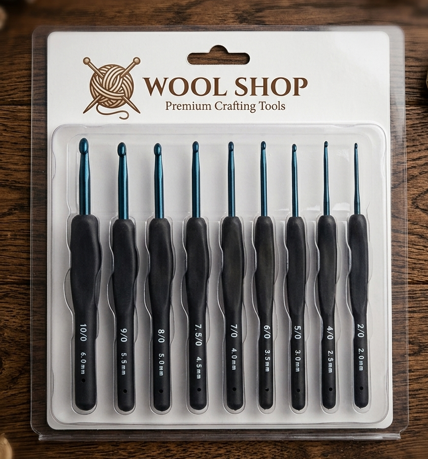 Premium Ergonomic Crochet Hook Set – 10 Pieces (2.0mm–6.0mm)