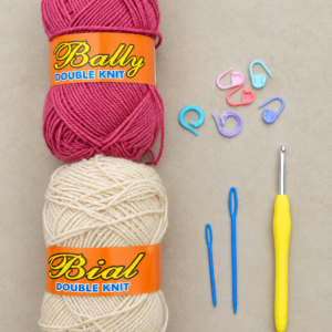 Double Knit Yarn Crochet & Knitting Kit – 2 Yarn Balls with Crochet Hook & Accessories