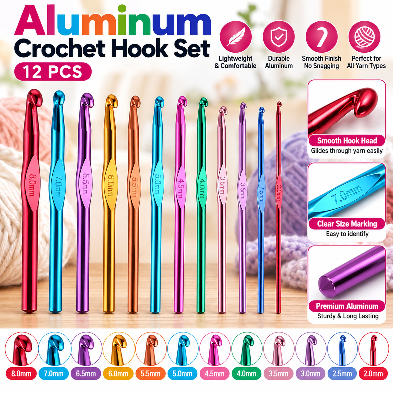 Crochet Needle 2mm to 10mm