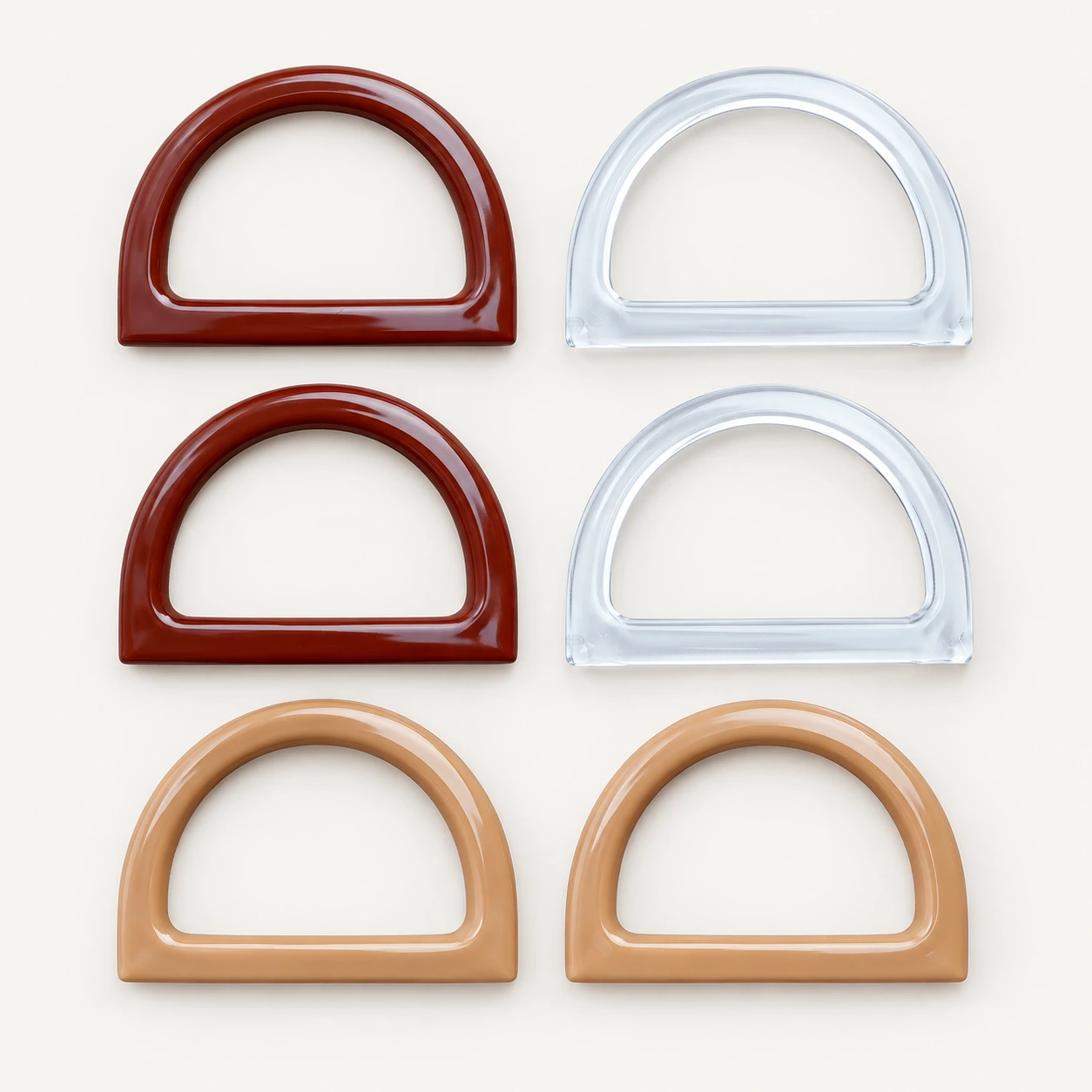 Glossy Plastic Bag Handles – D-Shaped Purse Handles for Crochet & Handmade Bags