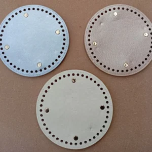 Round Bag Base with Pre-Punched Stitching Holes & Metal Studs – Handbag Making Accessory